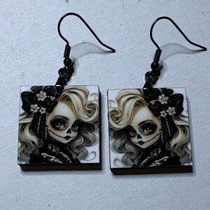 Sugar skull girl earrings